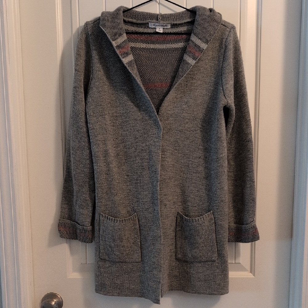 Gray Hooded Women's Cardigan